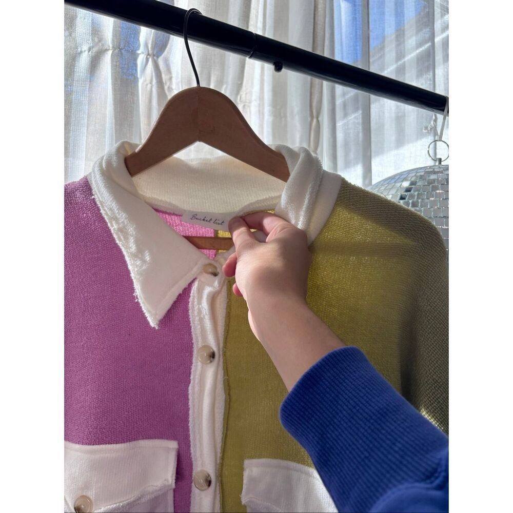 Bucketlist Raspberry Lime Button Up Shirt - Picture 3 of 5